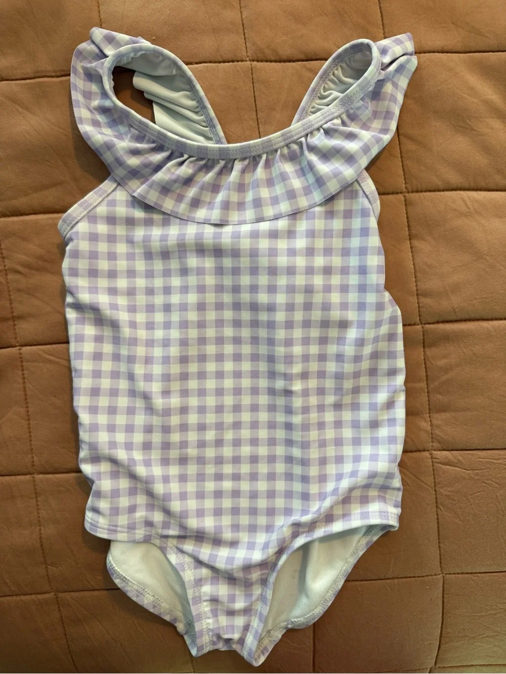 Carter's Lavender Gingham Ruffle One-Piece Swim